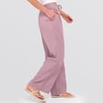 thumbnail image 6 of Gaukiv Womens Crinkle Pants Wide Leg Palazzo Bottoms Drawstring Waist Pink L, 6 of 6