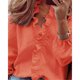 thumbnail image 3 of Blusa Manga Larga Cuello En V Falbala Puño Elástico Color Puro Tops De Moda Para Mujer Naranja M, 3 of 6