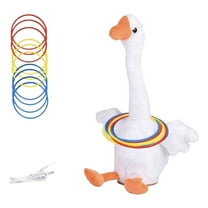 RUIG Ring Toss Dancing Singing Duck Toy, Talking Musical Toy with 3 English Songs, Chasing Tossing Game for Baby Girls and Boys, Interactive Toys for Kids (10 Rings) ﻿