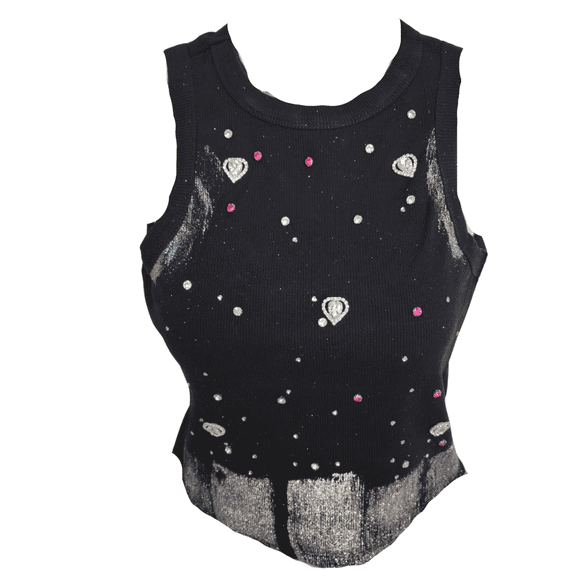 Blusa top sin mangas con pedrería casual