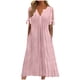 thumbnail image 1 of vestido de bolsillo de manga corta con hombros descubiertos y cuello redondo de color sólido informal a la moda para mujer rosa/xl, 1 of 5