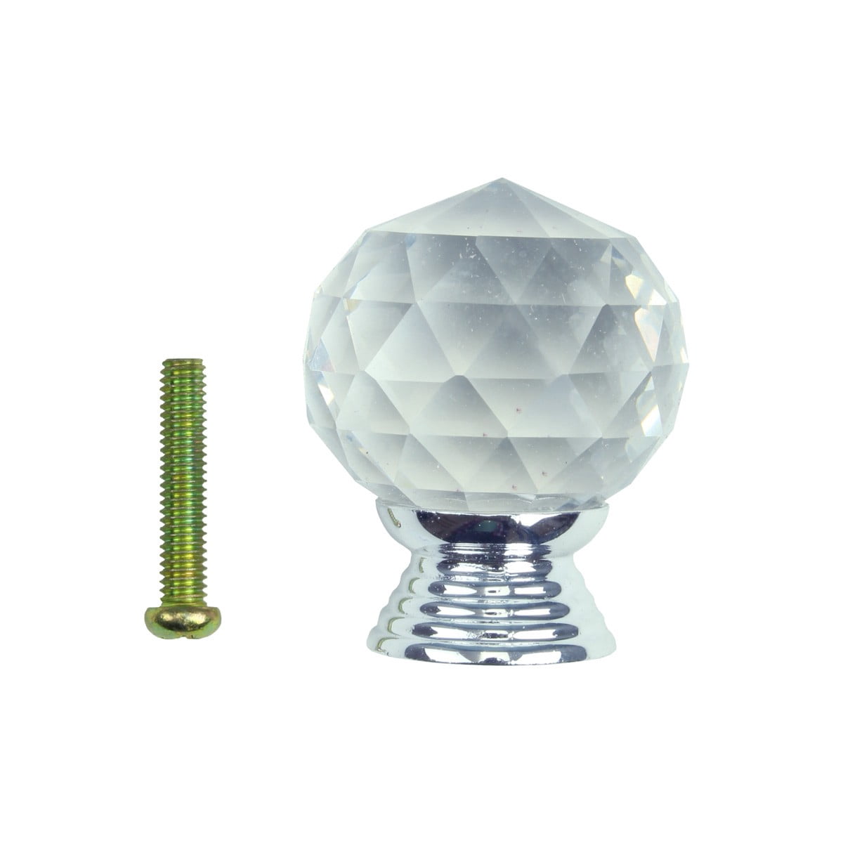 Clear Glass Cabinet Knobs Round 1.5 Inch Projection, 30mm dia. 10 pcs