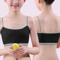 thumbnail image 6 of Wuxian Teen Girls Bras Crop Top Bra Spaghetti Strap Seamless Sports Bra Training White Teen Bra Camisole Style Lightweight Seamless Kids Bra,Black, 6 of 6