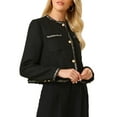 thumbnail image 4 of INSPIRE CHIC Women's Tweed Blazer Long Sleeve 2024 Fall Winter Elegant Work Cropped Jacket M Black, 4 of 4
