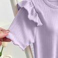 thumbnail image 7 of Bixock Girls Summer Outfits Casual Short Sleeve Set,Girls Ruffle Sleeve Crew Neck Top Elastic Waist Capris Pants 2 Piece Breathable Casual Set for 2-11 Years Kids Clothings, 7 of 7