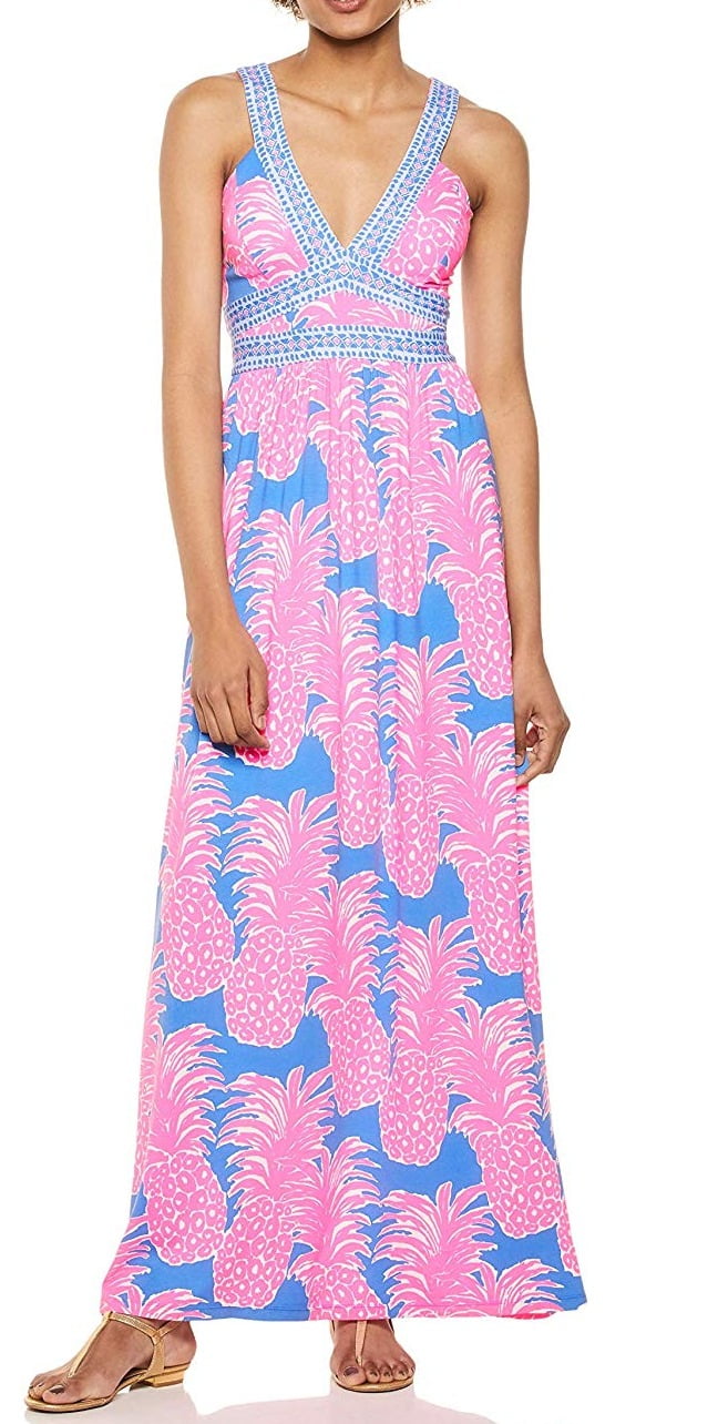 Lilly Pulitzer Lilly Pulitzer Womens Maxi Dress Multi Pineapple Print