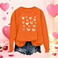 thumbnail image 5 of Valentines Heart Sweatshirts Womens Long Sleeve Cute Graphic Pullover Tops Funny Print Holiday Valentine Day Gifts, M Orange, 5 of 5