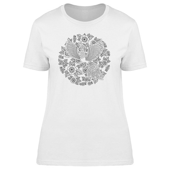 Ornamental Bird In Flowers Tee Women's -Image by Shutterstock