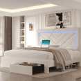 thumbnail image 5 of Fastroby Queen Upholstered Bed Frame with LED Headboard & Storage Drawer, No Box Spring Required, 5 of 12
