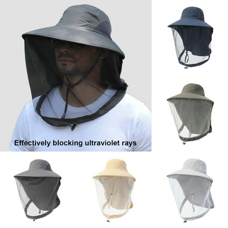 UrbanI Mosquito Head Net Full-Mesh Design Drawstring Windproof Strap Good Breathability Beekeeping Men Bee Prevention Cap Gardening Fishing Insect Protective Cap