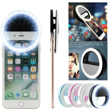 Selfie LED Light Ring Flash Fill Clip Camera For Phone & Tablet iPhone Samsung