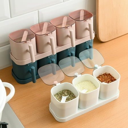 

Windfall Condiment Container Seasoning Box Condiment Canisters Condiment Jars Salt Spice Containers Seasoning Storage Boxes Set with Spoons