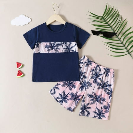 

Toddler Clothing Toddler Kids Baby Boys Fashion Cute Short Sleeve Tree Print Casual Pocket Shorts Suit