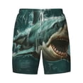 thumbnail image 4 of Lsque Mens Swim Trunks Abstract Geometric Shark Pattern - Bathing Suit Compression Liner - Beach Swim Shorts Swimwear - (S-3XL) - Stretch Quick Dry -X-Large, 4 of 9