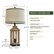 Oneach 3 Way Dimmable Table Lamp with USB A+C Ports for Bedroom Living Room 23.75 Vintage Farmhouse Nightstand Bedside Lamps Resin (2 Bulbs Included)