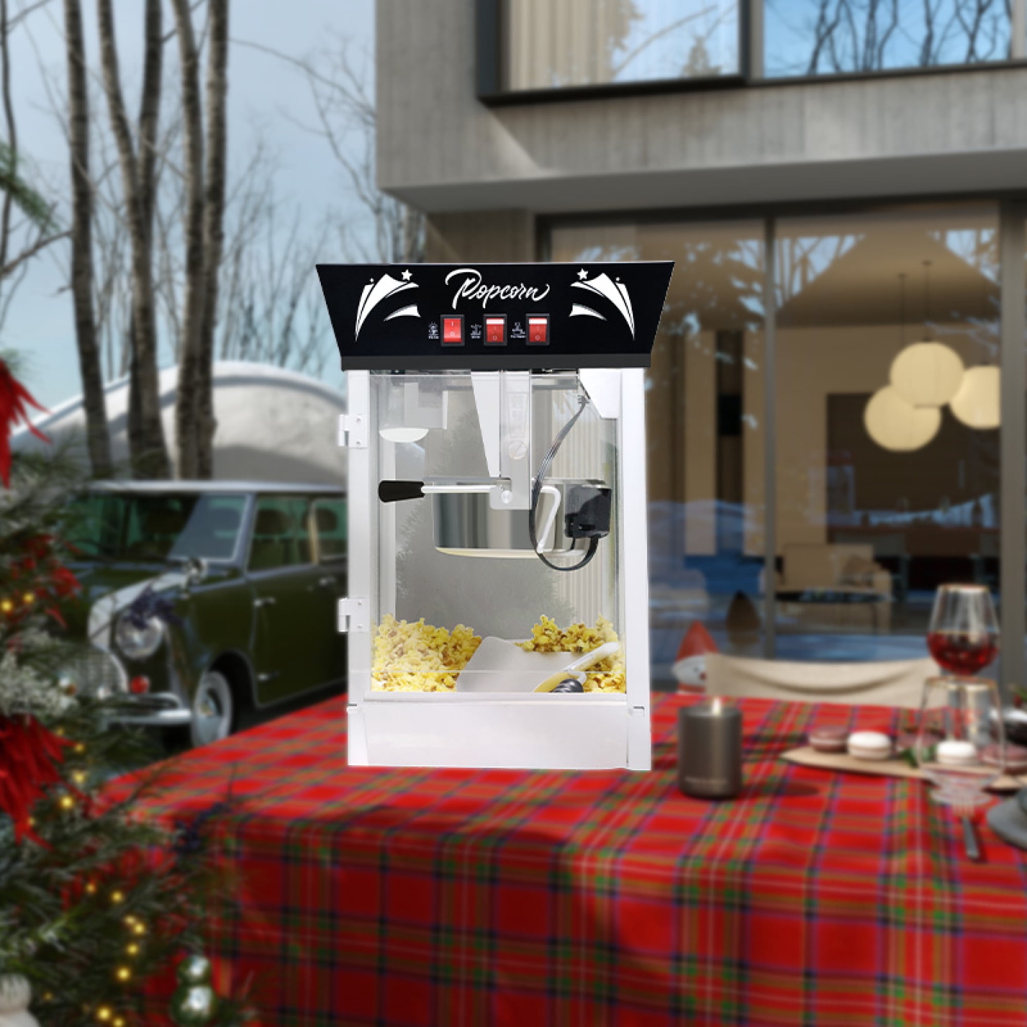 Leumius Commercial Popcorn Machine, 12 Ounce Kettle Stainless Steel Popcorn Maker with Tempered Glass, Warming Deck, 850W Countertop Popcorn Popper for Parties, Events, Home Theater Black