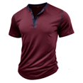 thumbnail image 2 of SWSMCLT Men's Cotton Shirt Summer Henley Fall Home Soft Stretch Thin Date Night Tshirt T Shirt Short Sleeve Casual Burgundy Large, 2 of 5
