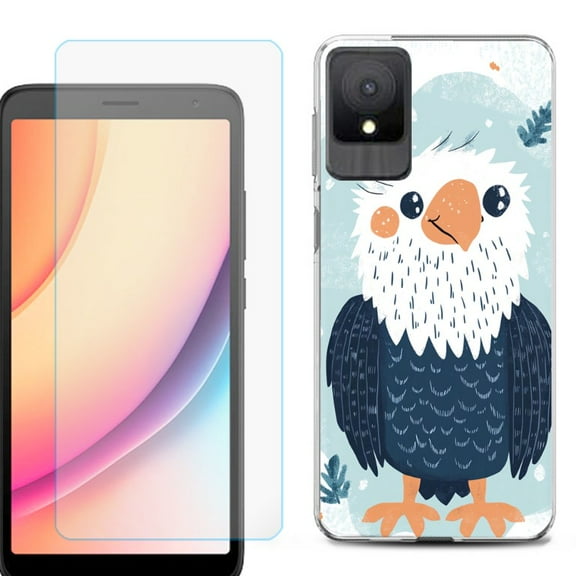 For TCL K11 Phone Case Cover, Shockproof Case with Tempered Glass Screen Protector, by OneToughShield - Eagle Smile