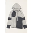 thumbnail image 6 of Ushdele Grey Patchwork Hoodie: Chic, Long Sleeve, Trendy Fit, 6 of 8