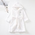 thumbnail image 4 of HFHAPW Boys Girls Robes Kids Toddler Flannel Hooded Bathrobe Pajamas Sleepwear 1T 2T 3T 4T 5T 6T 7T 8T(White,7-8 Y), 4 of 7