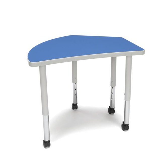 OFM CREST-SLC-BLU Adapt Série Croissant Table d'Étudiant - 20-28 in. Hauteur Bureau Réglable avec Roulettes&44; Bleu
