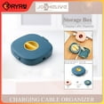 thumbnail image 2 of Boîte Enrouleur de Fil Ronde Portable Multifonctionnelle Étui de Rangement pour Câbles Chargeur USB 8 X 7.5 X 1 Blanc, 2 of 6