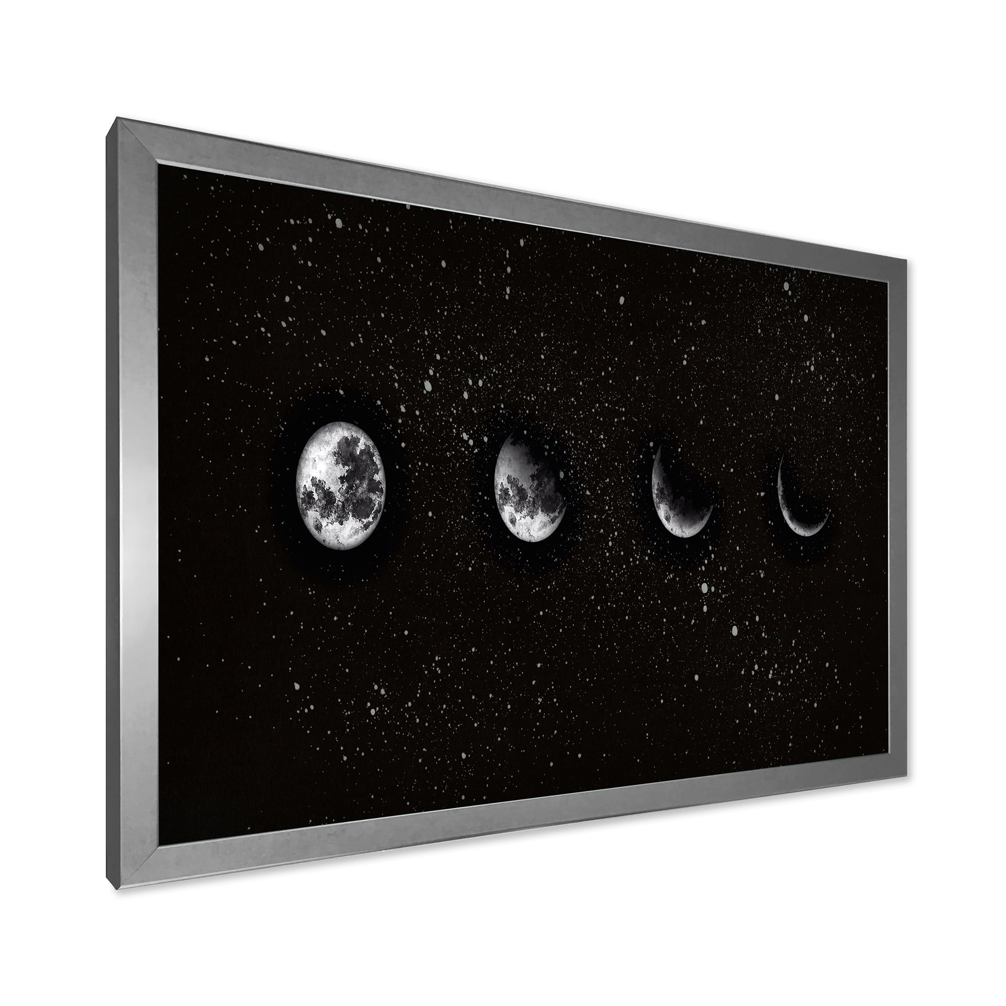 Designart 'The Night Sky With Moon Phases' Modern Framed Art Print