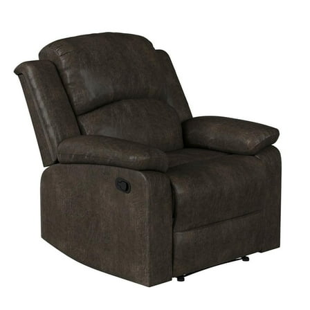 Pemberly Row Modern Recliner in Dark Brown Faux Leather Upholstery