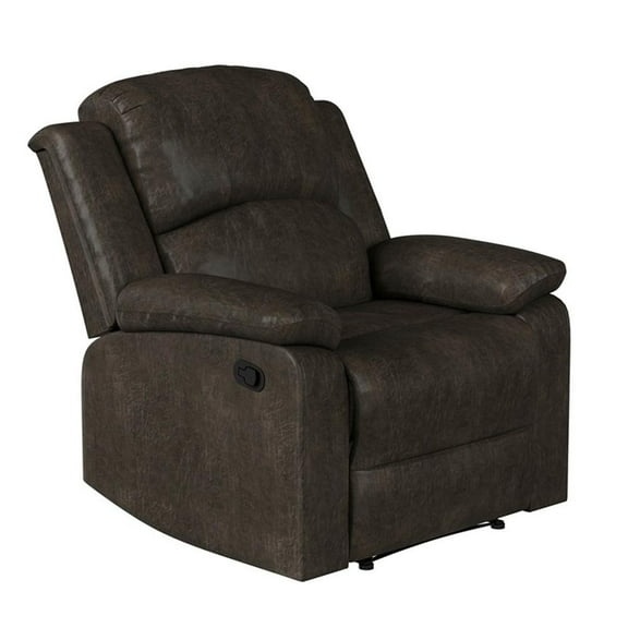 Pemberly Row Modern Recliner in Dark Brown Faux Leather Upholstery