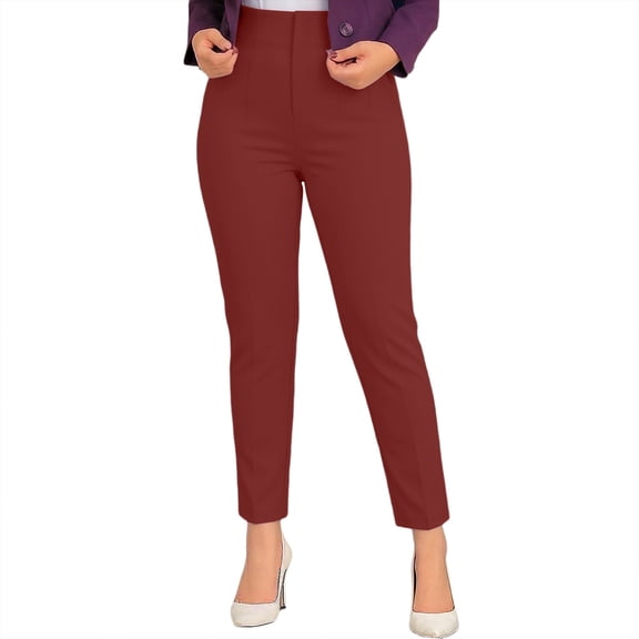 Women's High Waisted Skinny Dress Pants, Stretchy Versatile Solid Business Casual Trousers with Pockets