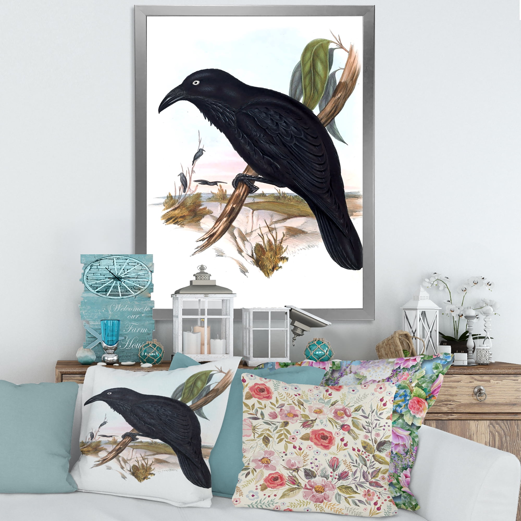 Designart 'Ancient Australian Birds VI' Traditional Framed Art Print