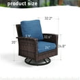 thumbnail image 4 of Summit Living 2-Piece Outdoor Swivel Chairs, Wicker Patio Club Lounge Chairs With Backrests & Cushions for Garden, Pool, Porch, Yard, Navy-blue, 4 of 9