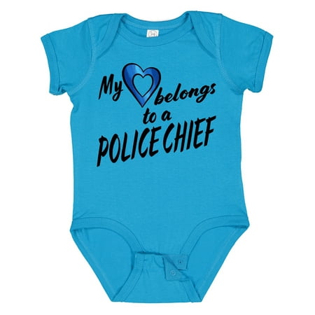 

Inktastic My Heart Belongs to a Police Chief with Blue Heart Gift Baby Boy or Baby Girl Bodysuit