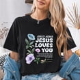 thumbnail image 4 of Jollimate Good News Jesus Loves You Shirt, Christian Floral Graphic Tee, John 3:16 Bible Verse Gift for Women, 4 of 6