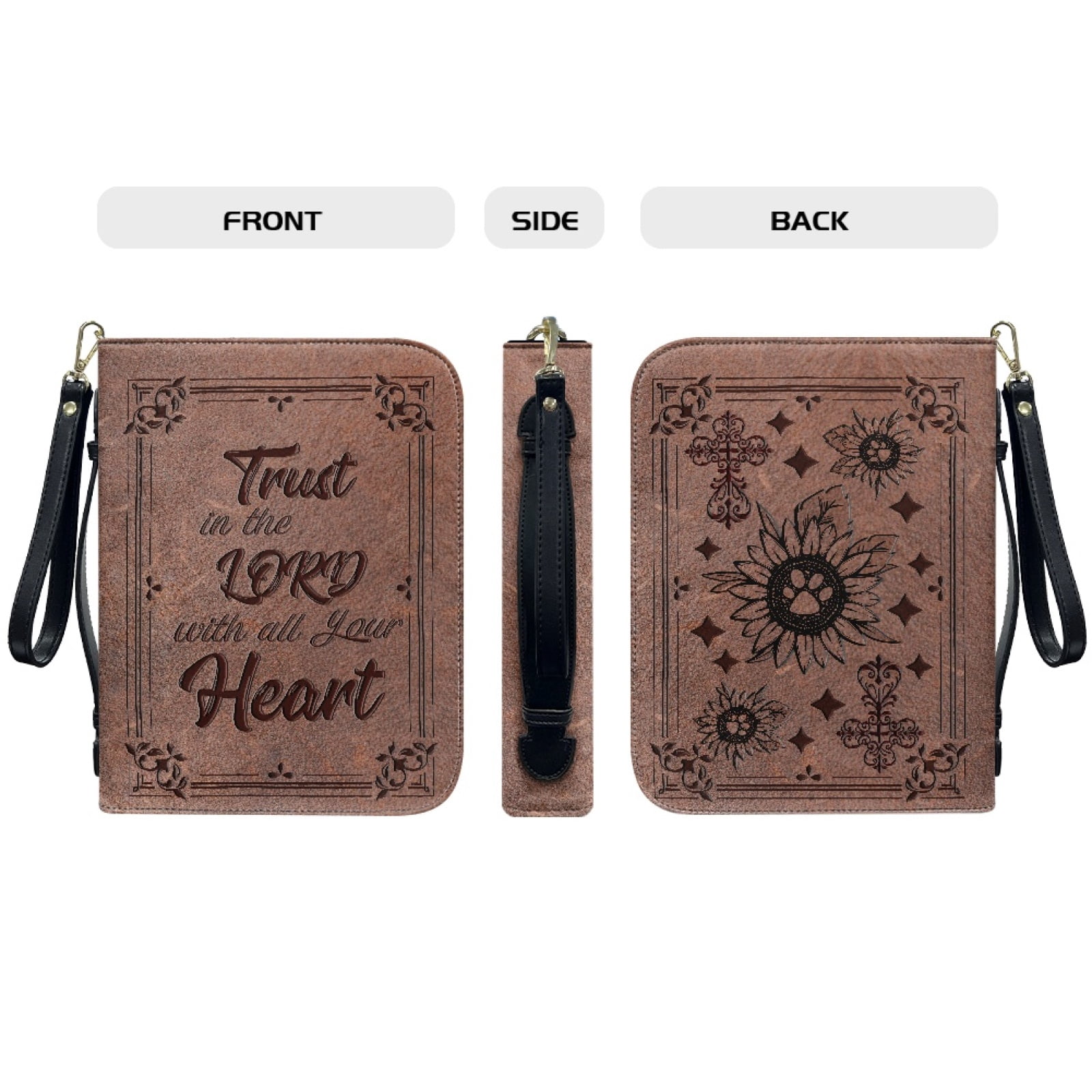 Kuiaobaty Sunflower Paw Cross Print Bible Cover for Women Men