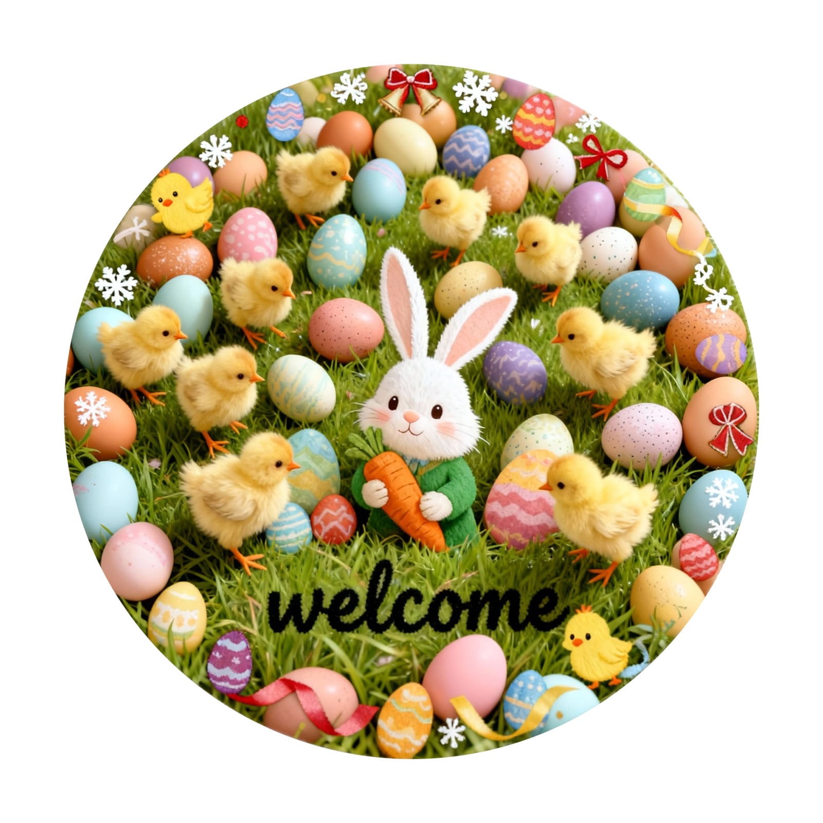Round Easter Rug Round Easter Bunny Shaped Welcome Mat 2026 Easter Absorbent and Wear ...