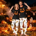 thumbnail image 6 of Matching Halloween Pajamas for Family Candy Witch Hat Short Sleeve Funny Pajamas Castle Skull Horror Wide Leg Pjs, Women:3XL, 6 of 7