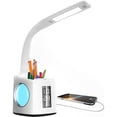 thumbnail image 1 of Lámpara de escritorio LED de aprendizaje con puerto de carga USB, lámpara de escritorio LED regulable para niños con reloj y portalápices, oficina en casa, dormitorio de estudiantes universitarios,, 1 of 5