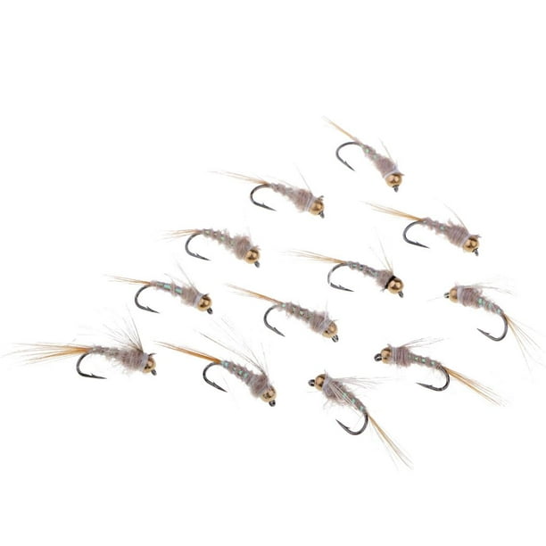 12pcs Wet Brass Golden Head Trout Grayling Fishing Flies Bead Head Nymph  Simulation s 