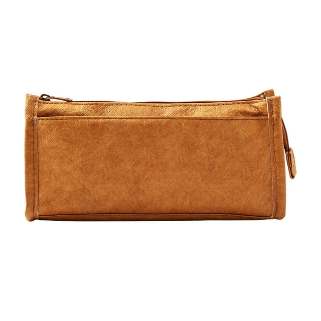 Estuche para lápices grande y sencillo, papel HDPE, bolsa de almacenamiento de papelería para estudiantes de gran tamaño, triángulo para lápices, color marrón