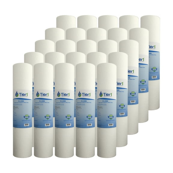 Tier1 5 Micron 20 Inch x 4.5 Inch | 25-Pack Spun Wound Polypropylene Whole House Sediment Water Filter Replacement Cartridge | Compatible with Pentek DGD-5005-20, SDC-45-2005, Home Water Filter