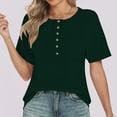 thumbnail image 2 of Otntypg Women's Dressy Casual Tops 2025 Summer Short Sleeve Henley Tunic Shirts Loose Oversized Solid Color Button Up Blouses with Pockets Army Green L, 2 of 9