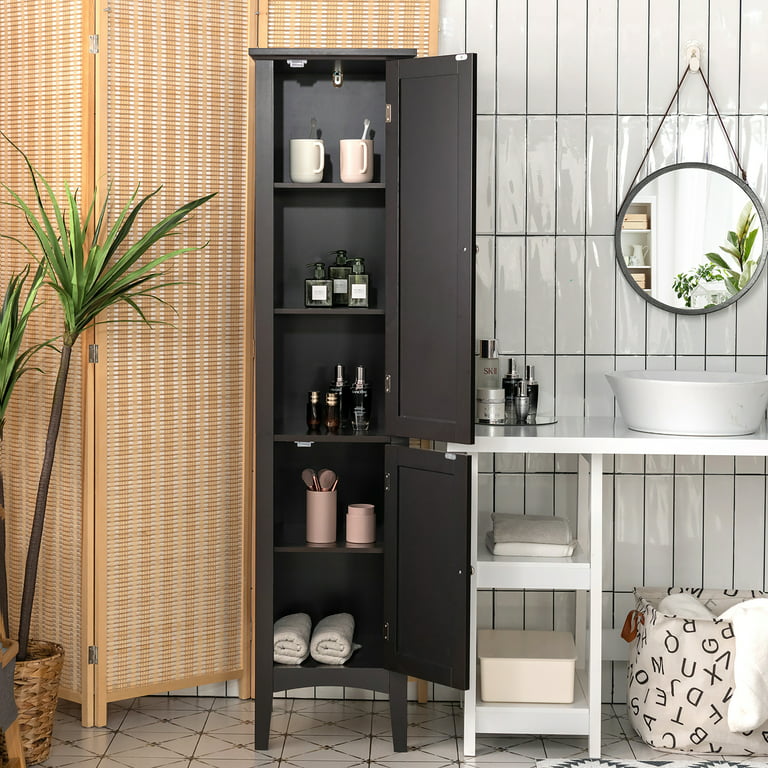 Freestanding Bathroom Storage Cabinet with LED Lighted in Black