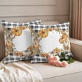thumbnail image 3 of Pack of 2 Outdoor Pillow Covers 20x20 Inch Waterproof Black Plaid Thanksgiving Throw Pillow Covers,Decorative Couch Pillow Shams Protectors Fall Pumpkins Wreath Patio Pillowcases Cushion Covers, 3 of 8