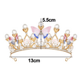 thumbnail image 2 of Tiaras de princesa para niñas, corona dorada con accesorios para el cabello de mariposa, perlas y diamantes de imitación, diademas, 2 of 5