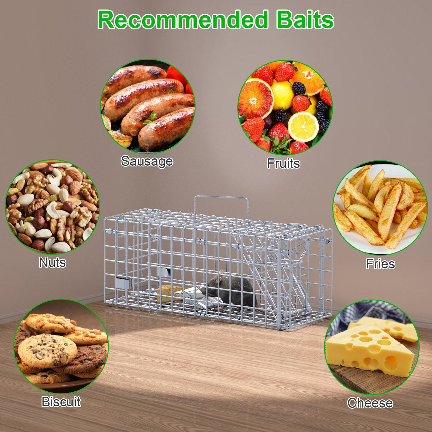2Pack High-Sensitive Reusable Rat Trap Cage – Quick-Catch One-Touch Trigger, Solid Galvanized Wire, Weatherproof for Home, Kitchen, Garden, Warehouse – Non-Toxic & Pet-Safe