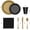 Black & Gold, variant on 350 Pcs Clear Plastic Plates For Party, Clear Disposable Plates Set, 50 Of Each 9" Dinner Plate Set, 7" Dessert Plate, Cups, Napkins & Cutlery Plastic Dinnerware Set
