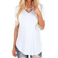 thumbnail image 4 of Grianlook Women T Shirt V Neck Tops Solid Color Tee Ladies Fashion Tunic Blouse Basic Short Sleeve T-shirt White XXL, 4 of 4