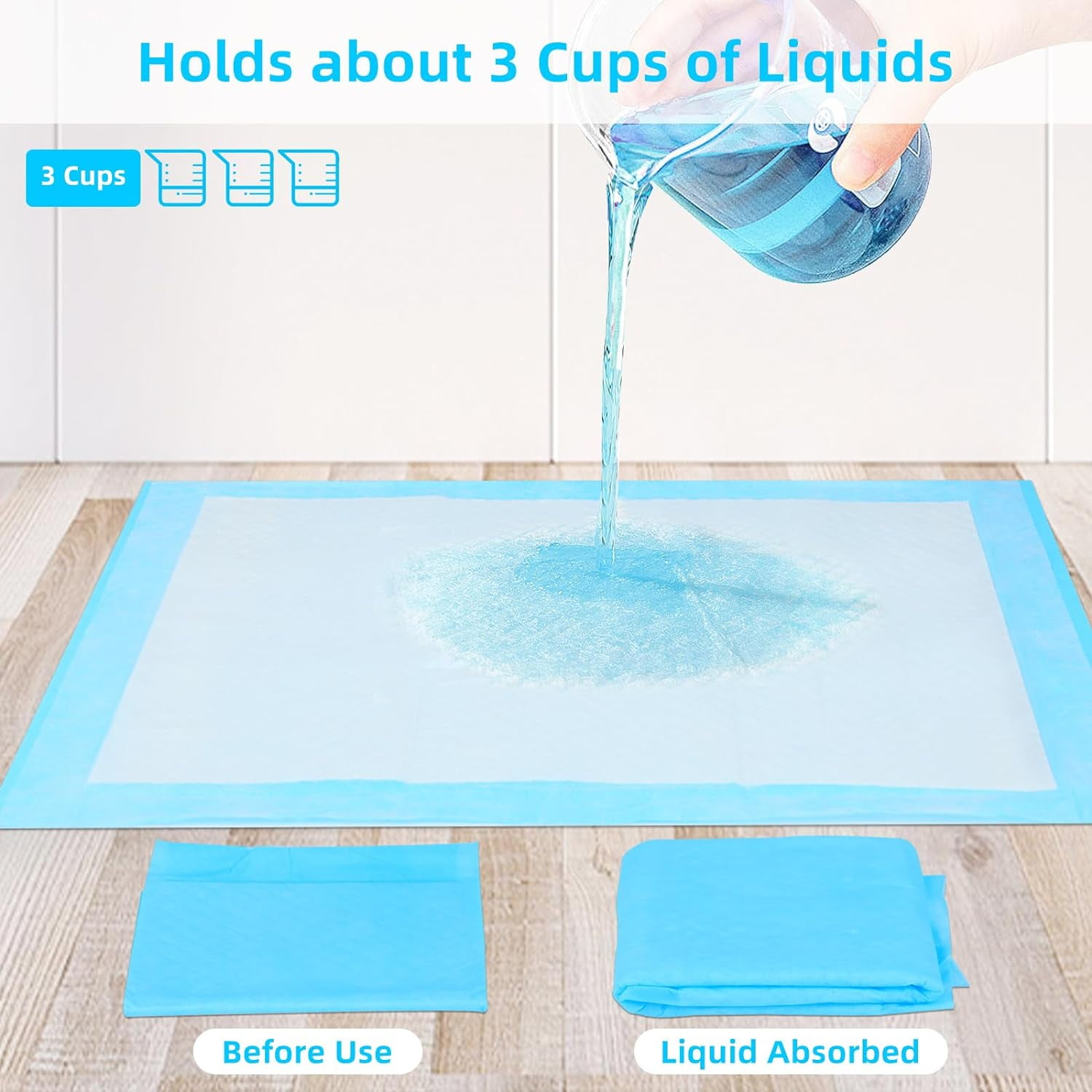 Super-Absorbent Waterproof Dog and Puppy Pet Training Pad, Housebreaking Pet Pad,Blue 23.6"x23.6"