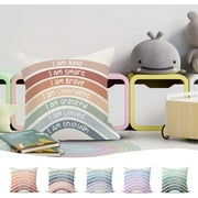 Classroom Reading Corner Boho Rainbow Decor Throw Pillow Covers, Book Center Calming Corner Home Bedroom Playroom Decor Pillow Case, 18x18 Inch Pillowcase